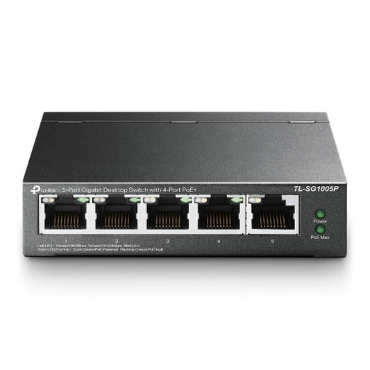 5-Port Gigabit Desktop Switch with 4-Port PoE+ (TP-TL-SG1005P)